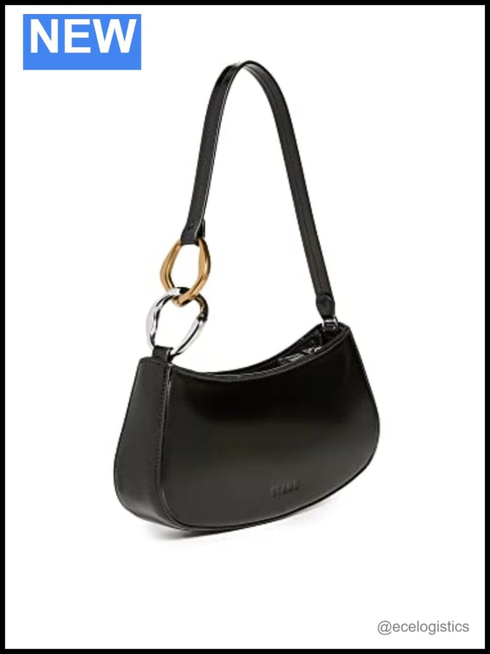 Smooth Cowhide Leather Hobo Shoulder Bag with Chain Strap